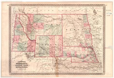1865 Map of Territorial Region, Courtesy of Wyoming State Archives